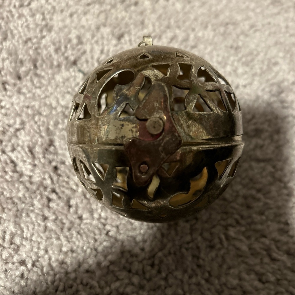 Vintage Silver Plate Christmas Ornament Opens Department 56 Xmas Tree Decor